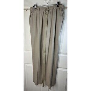 Alfred Dunner Wool Dress Pants sz 18W Beige Side Pockets Belt Elastic Waist